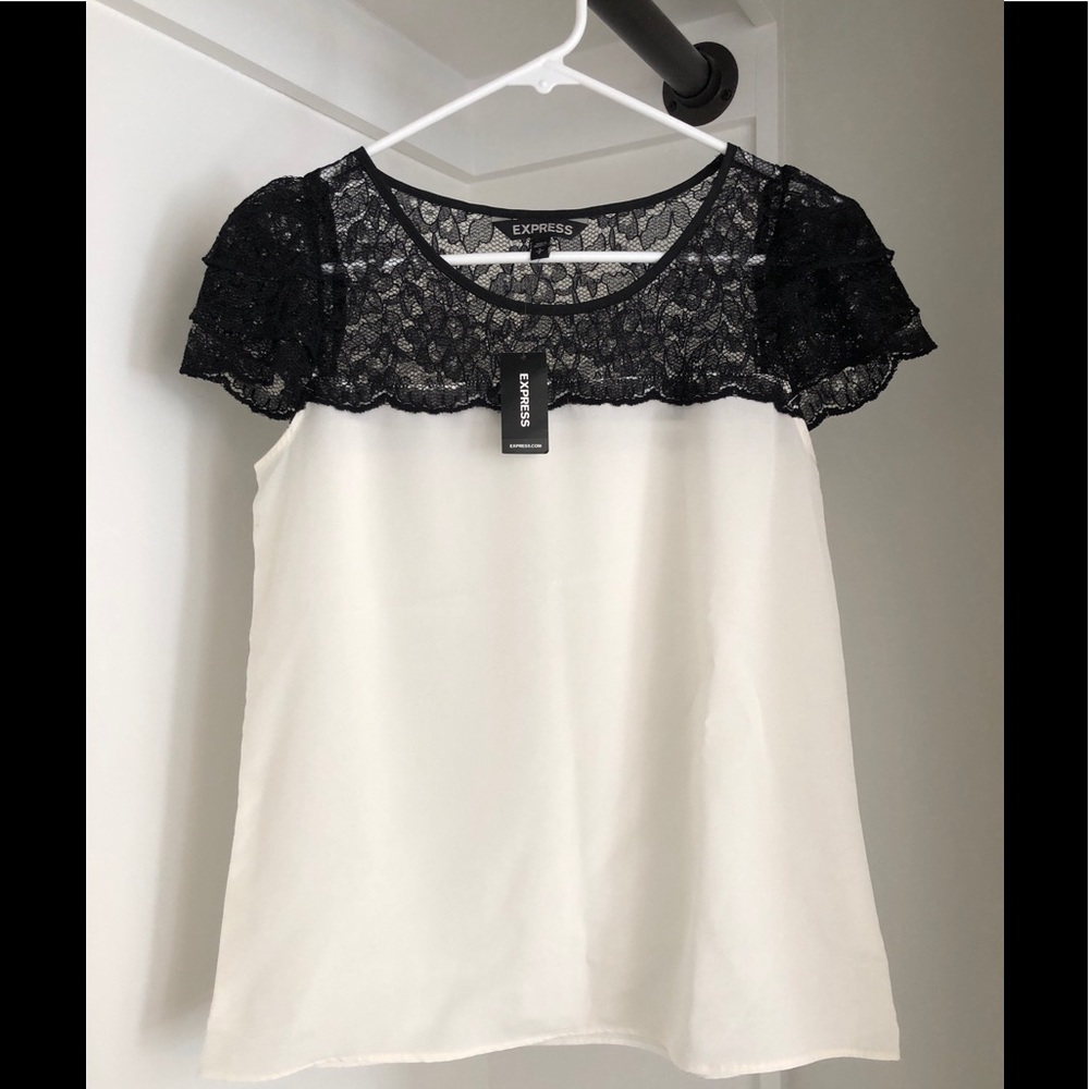 Express Lace and Chiffon Blouse NWT